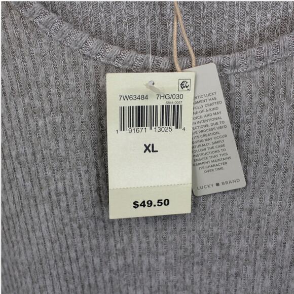 Lucky Brand XL Rib Ruffle Top Light Heather Grey Long Sleeves NEW 7W63484 $49 - Picture 9 of 12